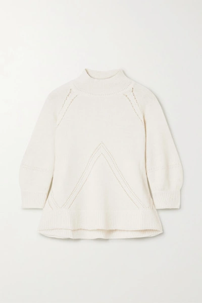 Apiece Apart Victoria Pointelle-trimmed Alpaca-blend Sweater In White
