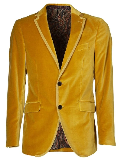 Etro Silk-blended Blazer In Yellow