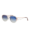 Vintage Frames Company Men's Gradient Geometric Metal Sunglasses In Blue