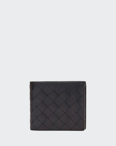 Bottega Veneta Men's Intrecciato Leather Bifold Wallet In Black
