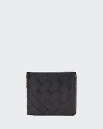 Bottega Veneta Men's Intrecciato Leather Bifold Wallet In 黑色