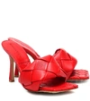 Bottega Veneta The Lido Intrecciato Leather Mules In Red