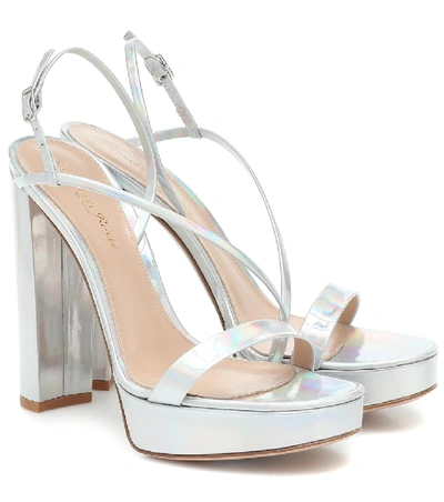 Gianvito Rossi Women's Kimberly Platform Mirrored Leather Slingback Sandals In Silver