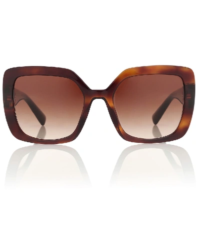 Valentino V-temple Acetate Butterfly Sunglasses In Brown