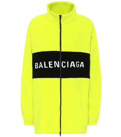 Balenciaga Fluo Herringbone Wool Blend Jacket In Fluo Yellow