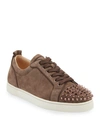 CHRISTIAN LOUBOUTIN MEN'S LOUIS JUNIOR SUEDE SPIKED LOW-TOP SNEAKERS,PROD220580198