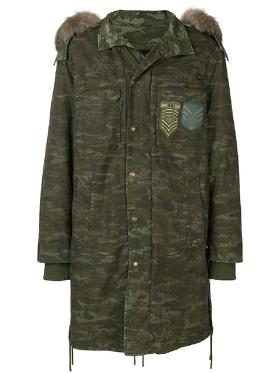 Mr & Mrs Italy Camouflage Pattern Parka Coat In 绿色