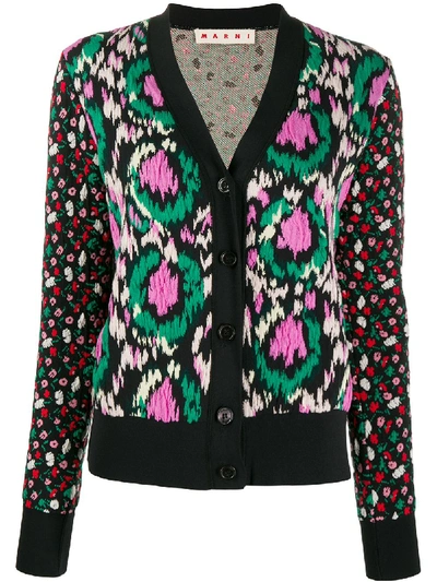 Marni Floral Knitted Cardigan In Black