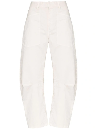 Nili Lotan Shon Cotton-blend Twill Tapered Trousers In White