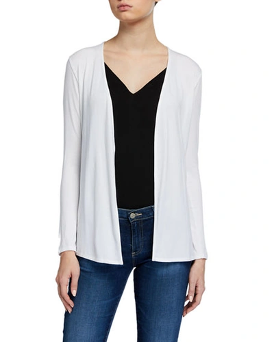 Majestic Soft Touch Open Cardigan In Blanc