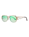 Vintage Frames Company Men's Gradient Geometric Metal Sunglasses In Pink