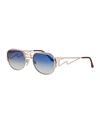 Vintage Frames Company Men's Gradient Geometric Metal Sunglasses In Blue