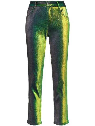 Area Iridescent Straight-leg Trousers In Green