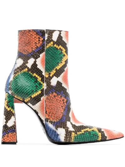 Area Multicoloured 90 Snake Print Ankle Boots In Orange