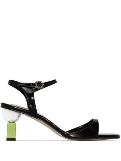 Yuul Yie Black Sora 70 Open Toe Leather Sandals