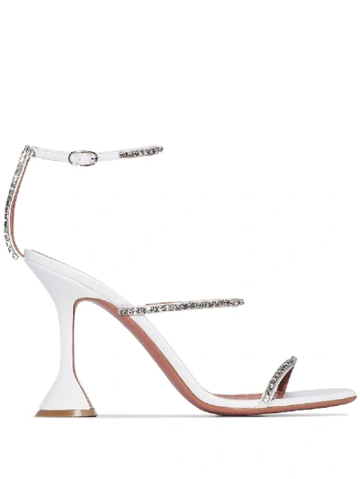 Amina Muaddi Gilda 95mm Embellished-strap Sandals In Silver