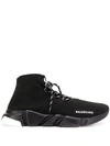 Balenciaga Speed Lace-up Sock Sneakers In Blk/white