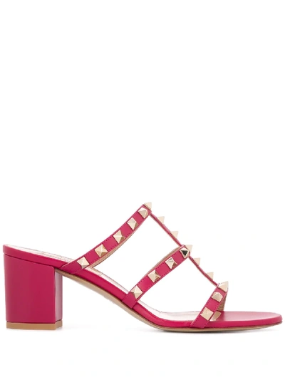 Valentino Rockstud Caged Sandals In Pink