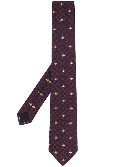 Gucci Gg Bees Tie In 蓝色