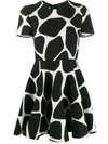 Valentino Animal Print Flared Mini-dress In 黑色