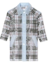 Burberry Teen Check-print Waterproof Trench Coat In Blue