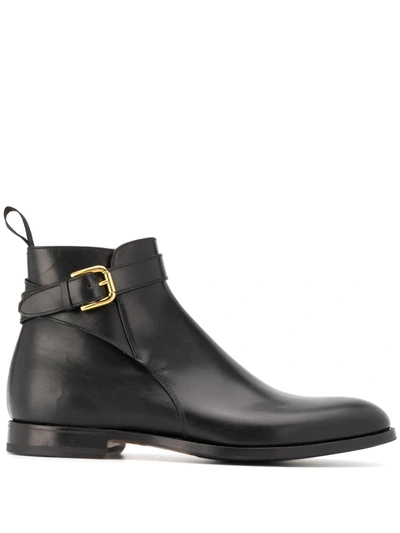 Scarosso Taylor Buckled Ankle Boots In Black Calf