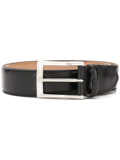 Scarosso Classic Square Buckle Belt In Black Calf