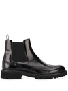 Scarosso Slip-on Leather Brogue Boots In Black