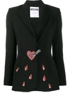 MOSCHINO STABBED HEART CRYSTAL-EMBELLISHED BLAZER