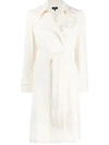 Theory Oaklane Gingham Cupro Trench Coat In Ivory