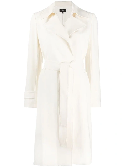 Theory Oaklane Gingham Cupro Trench Coat In Ivory