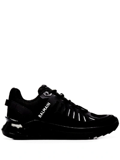 Balmain Printed Logo Low-top Sneakers In Black