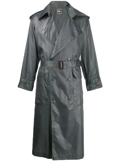 Pre-owned Issey Miyake 1970's Double Breasted Trench Coat In Grey