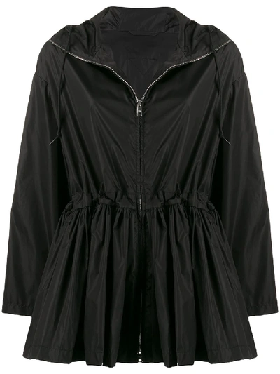 Prada Gathered Waist Pleated Jacket In 黑色