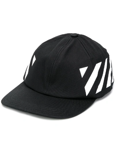 Off-white Diagonal Stripes Baseball Hat In 黑色