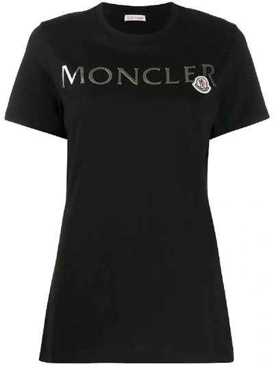 Moncler Logo Print T-shirt In 黑色
