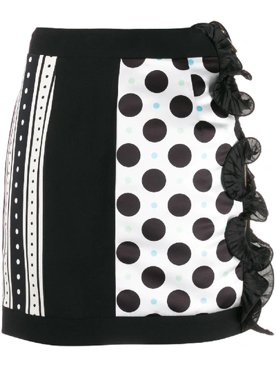 Pre-owned Emanuel Ungaro Polka Dot Mini Skirt In Black