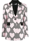 LOVE MOSCHINO HEART CHECK PRINT BLAZER