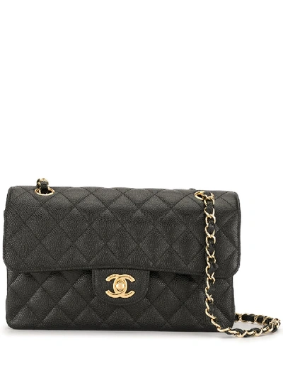 Pre-owned Chanel 2013 Quilted Double Flap Shoulder Bag In Black