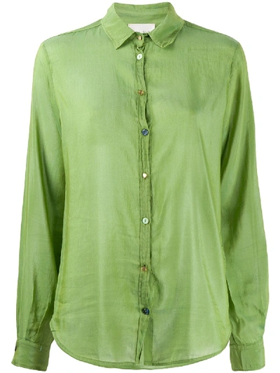 FORTE FORTE SHEER CONTRASTING-BUTTONS SHIRT 