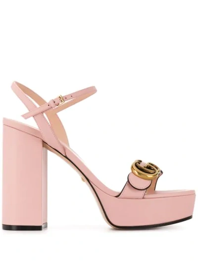 Gucci Double G 120mm Platform Sandals In Pink