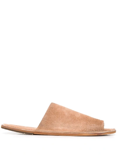 Marsèll Distressed Leather Slides In Neutrals