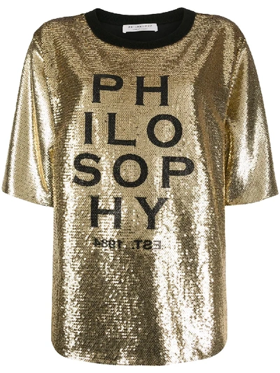 Philosophy Di Lorenzo Serafini Sequinned T-shirt In Gold