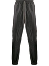 RICK OWENS FAUX LEATHER TRACK TROUSERS
