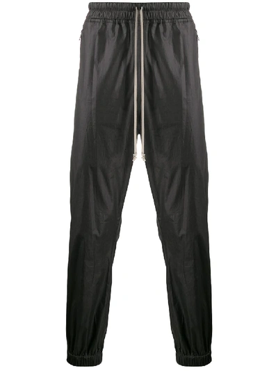 Rick Owens Faux Leather Track Trousers In Black