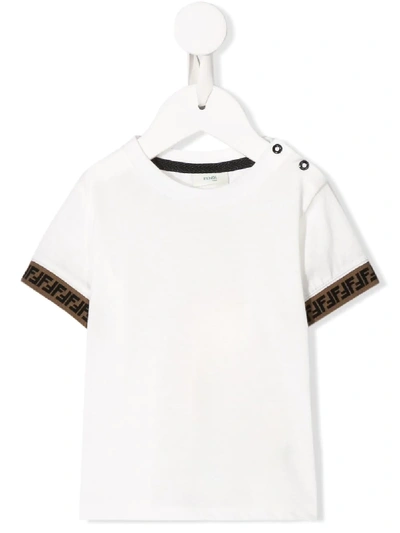 Fendi Babies' Panelled Ff Motif T-shirt In White