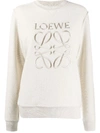 Loewe Embroidered Anagram Crew Neck Sweatshirt In Neutrals
