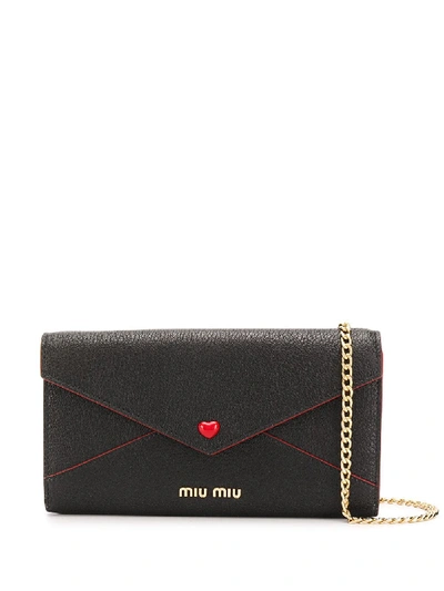 Miu Miu Envelope Chain Wallet In 黑色