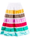 Prada Striped Prairie Skirt In 白色