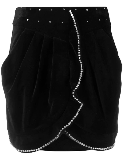 Isabel Marant Queeny Embellished Velvet Mini Skirt In Black